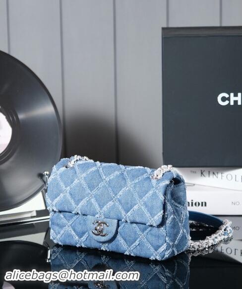 New Release Creation Chanel Quilted Denim Classic Mini Flap bag A69900 Blue 2024