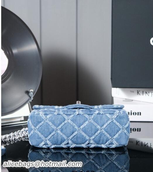 New Release Creation Chanel Quilted Denim Classic Mini Flap bag A69900 Blue 2024