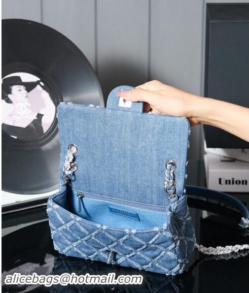 New Release Creation Chanel Quilted Denim Classic Mini Flap bag A69900 Blue 2024