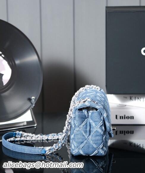 New Release Creation Chanel Quilted Denim Classic Mini Flap bag A69900 Blue 2024