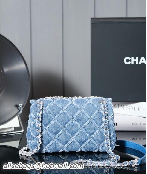 New Release Creation Chanel Quilted Denim Classic Mini Flap bag A69900 Blue 2024