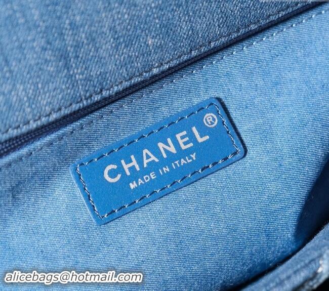 Spot Cheap Chanel Quilted Denim Classic Medium Flap bag A01112 Blue 2024