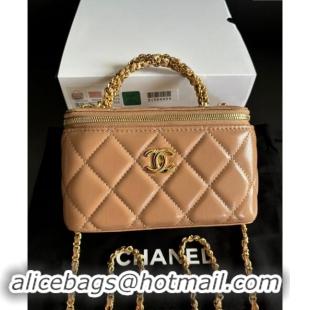 Hot Style Chanel Lambskin Clutch with Chain and Top Handle AP4168 Dark Beige 2024