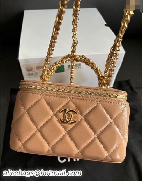 Hot Style Chanel Lambskin Clutch with Chain and Top Handle AP4168 Dark Beige 2024