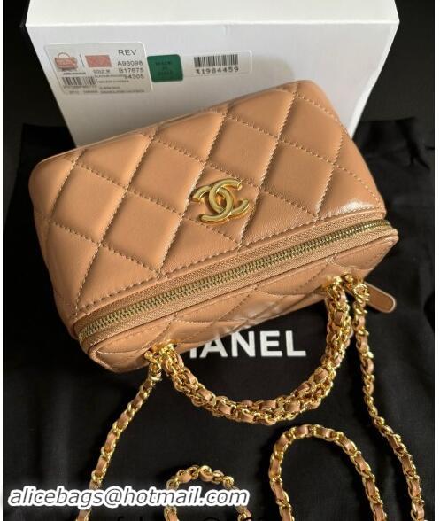 Hot Style Chanel Lambskin Clutch with Chain and Top Handle AP4168 Dark Beige 2024