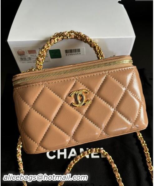 Hot Style Chanel Lambskin Clutch with Chain and Top Handle AP4168 Dark Beige 2024