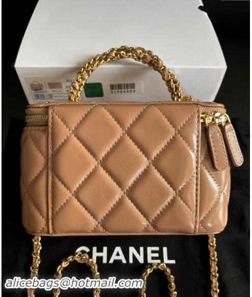 Hot Style Chanel Lambskin Clutch with Chain and Top Handle AP4168 Dark Beige 2024