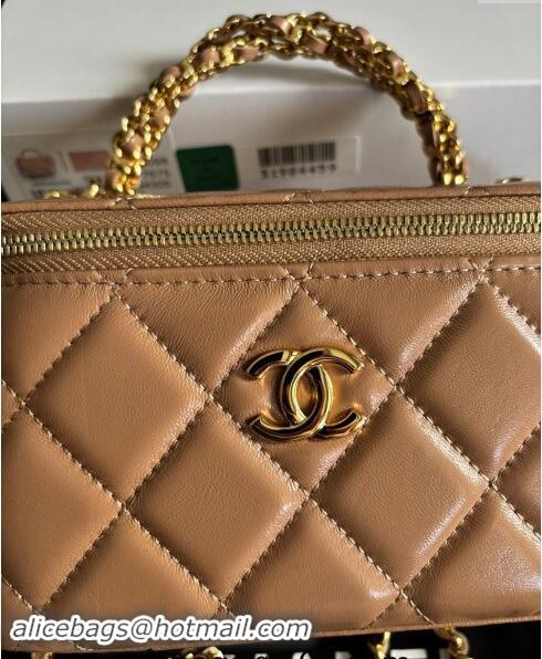 Hot Style Chanel Lambskin Clutch with Chain and Top Handle AP4168 Dark Beige 2024