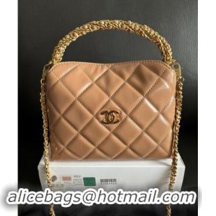 Luxury Classic Chanel Lambskin Clutch with Chain and Top Handle AP4189 Dark Beige 2024