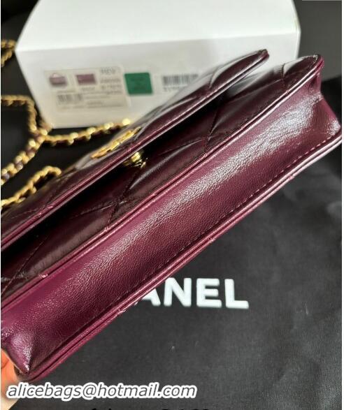 Inexpensive Chanel Lambskin Clutch with Chain and Top Handle A96099 Dark Burgundy 2024