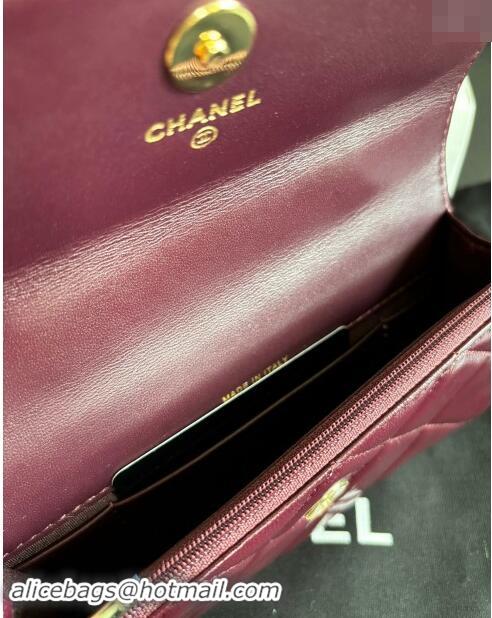 Inexpensive Chanel Lambskin Clutch with Chain and Top Handle A96099 Dark Burgundy 2024