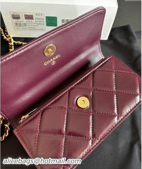 Inexpensive Chanel Lambskin Clutch with Chain and Top Handle A96099 Dark Burgundy 2024