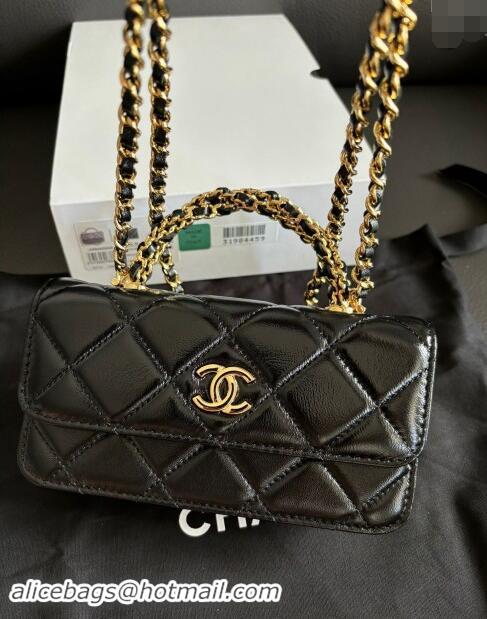 Grade Quality Chanel Lambskin Clutch with Chain and Top Handle A96099 Black 2024