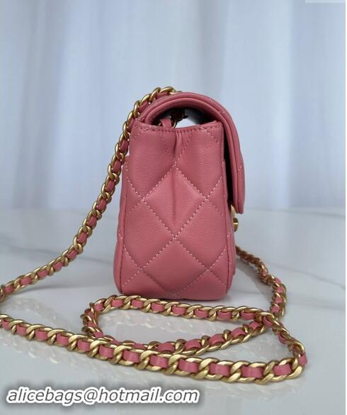 Buy Grade Chanel Shiny Lambskin Mini Flap Bag with Maxi CC Buckle AS5026 Pink 2024