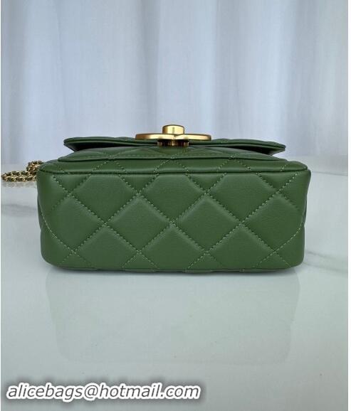 Shop Classic Chanel Shiny Lambskin Mini Flap Bag with Maxi CC Buckle AS5026 Green 2024