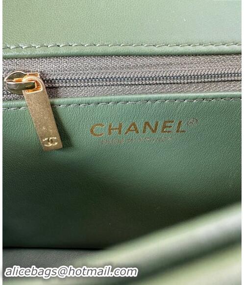 Shop Classic Chanel Shiny Lambskin Mini Flap Bag with Maxi CC Buckle AS5026 Green 2024