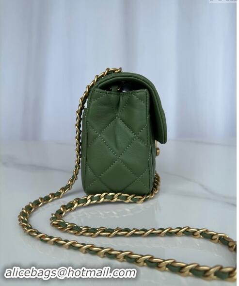 Shop Classic Chanel Shiny Lambskin Mini Flap Bag with Maxi CC Buckle AS5026 Green 2024