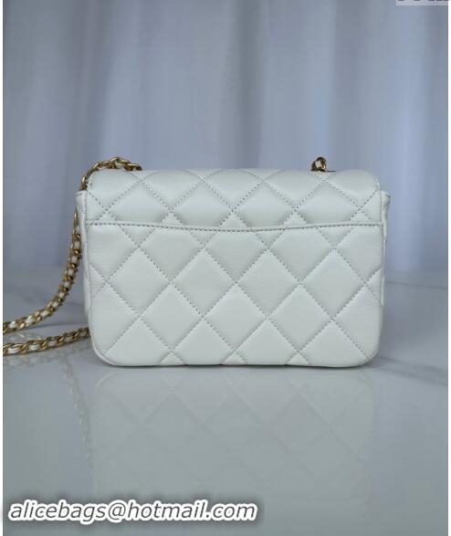 Grade Quality Chanel Shiny Lambskin Mini Flap Bag with Maxi CC Buckle AS5026 White 2024