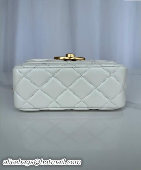 Grade Quality Chanel Shiny Lambskin Mini Flap Bag with Maxi CC Buckle AS5026 White 2024