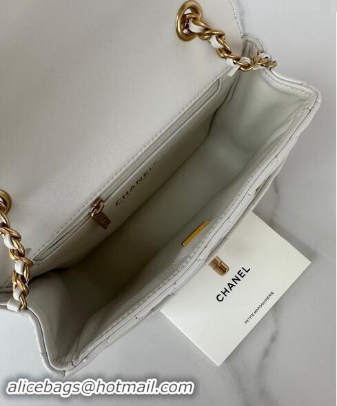 Grade Quality Chanel Shiny Lambskin Mini Flap Bag with Maxi CC Buckle AS5026 White 2024