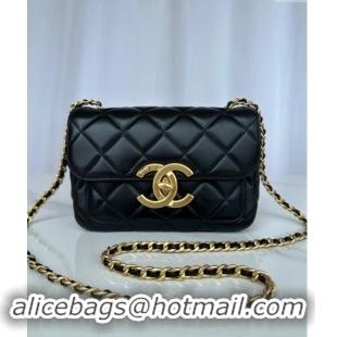 Sumptuous Cheap Chanel Shiny Lambskin Mini Flap Bag with Maxi CC Buckle AS5026 Black 2024