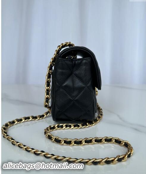 Sumptuous Cheap Chanel Shiny Lambskin Mini Flap Bag with Maxi CC Buckle AS5026 Black 2024