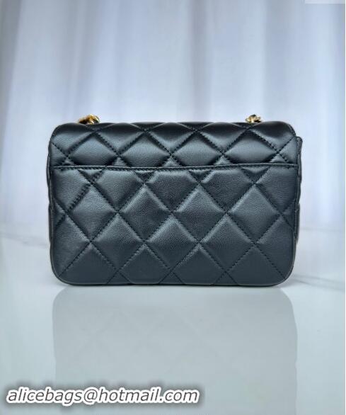 Sumptuous Cheap Chanel Shiny Lambskin Mini Flap Bag with Maxi CC Buckle AS5026 Black 2024