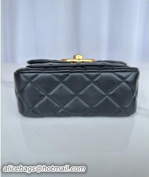 Sumptuous Cheap Chanel Shiny Lambskin Mini Flap Bag with Maxi CC Buckle AS5026 Black 2024