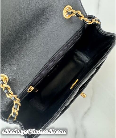 Sumptuous Cheap Chanel Shiny Lambskin Mini Flap Bag with Maxi CC Buckle AS5026 Black 2024