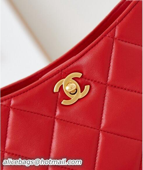 Top Grade Chanel Calfskin Crossbody Mini bag with Metal-Tone and Pearls AS4949 Red 2024