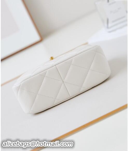 Chic Discount Chanel Calfskin Crossbody Mini bag with Metal-Tone and Pearls AS4949 White 2024