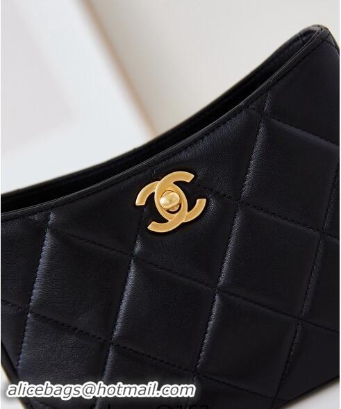 Luxury Cheap Chanel Calfskin Crossbody Mini bag with Metal-Tone and Pearls AS4949 Black 2024