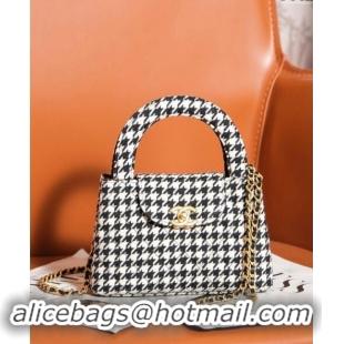 Market Sells Chanel Mini Shopping Bag in Houndstooth Tweed AS4416 White/Black 2024