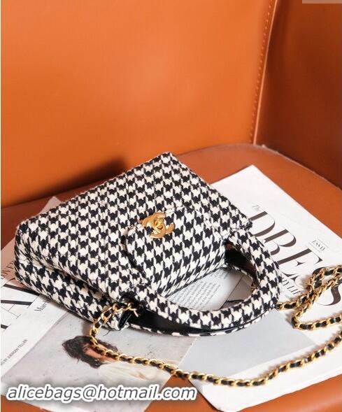 Market Sells Chanel Mini Shopping Bag in Houndstooth Tweed AS4416 White/Black 2024