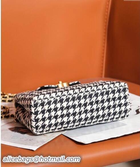 Market Sells Chanel Mini Shopping Bag in Houndstooth Tweed AS4416 White/Black 2024