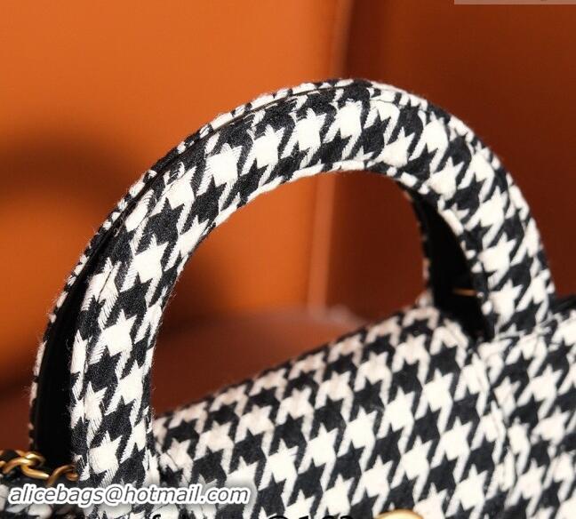 Market Sells Chanel Mini Shopping Bag in Houndstooth Tweed AS4416 White/Black 2024