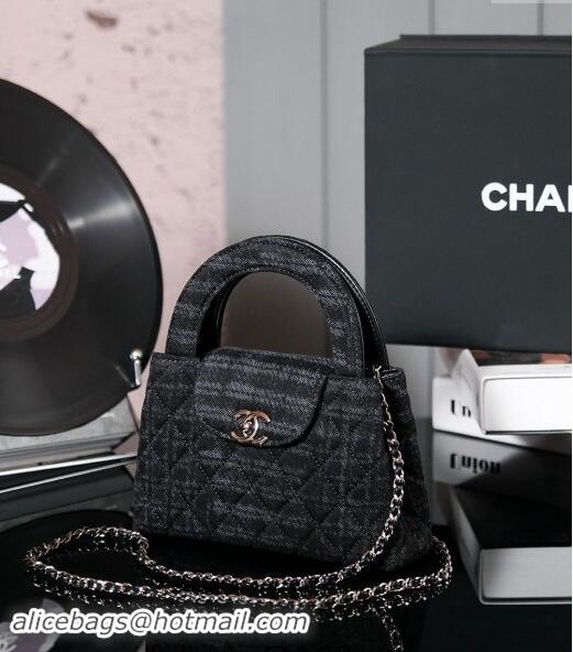 Buy Cheap Chanel Mini Shopping Bag in Printed Denim AS4416 Black/Grey 2024