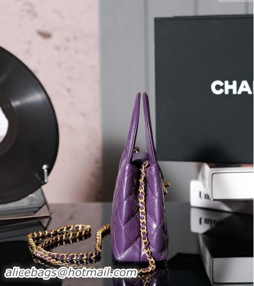 Top Quality Chanel Shiny Calfskin Mini Shopping Bag AS4416 Dark Purple 2024