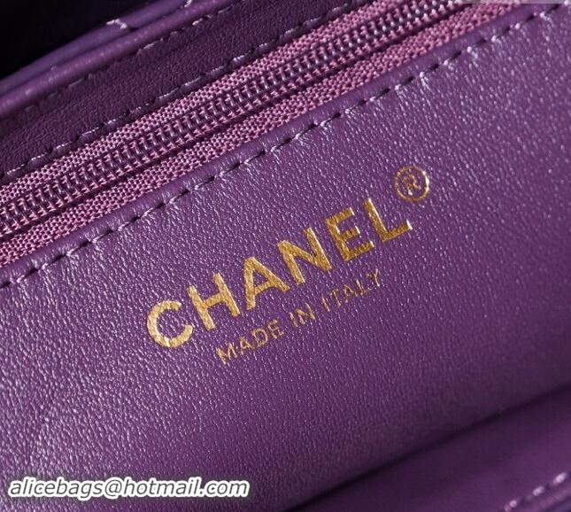 Top Quality Chanel Shiny Calfskin Mini Shopping Bag AS4416 Dark Purple 2024