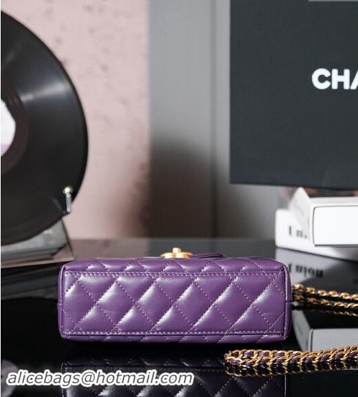 Top Quality Chanel Shiny Calfskin Mini Shopping Bag AS4416 Dark Purple 2024