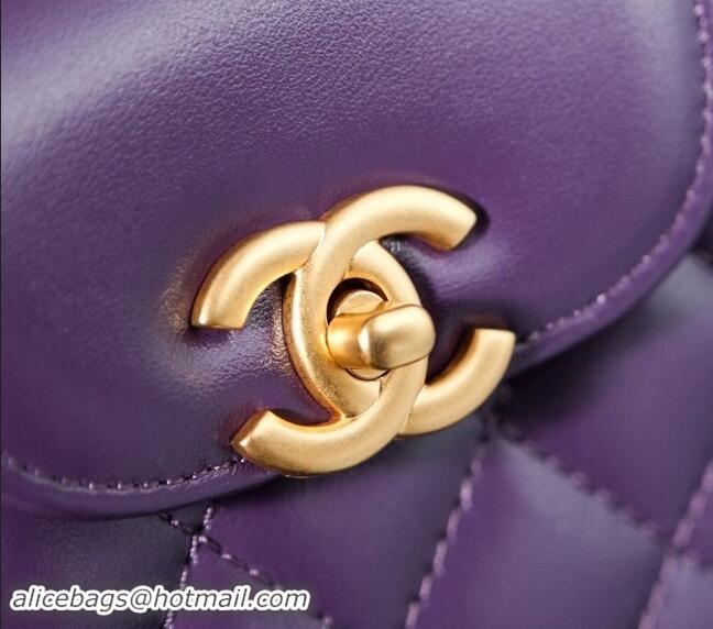 Top Quality Chanel Shiny Calfskin Mini Shopping Bag AS4416 Dark Purple 2024