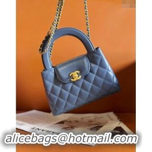 Good Taste Chanel Shiny Calfskin Mini Shopping Bag AS4416 Deep Blue 2024