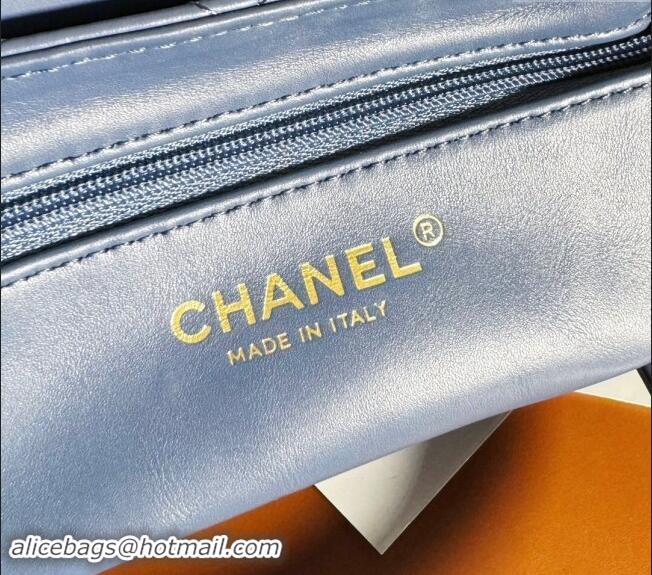 Good Taste Chanel Shiny Calfskin Mini Shopping Bag AS4416 Deep Blue 2024