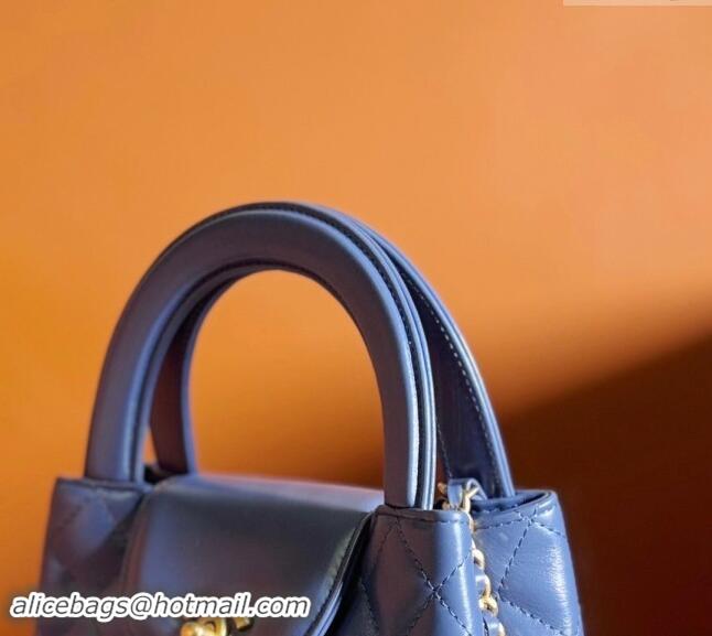 Good Taste Chanel Shiny Calfskin Mini Shopping Bag AS4416 Deep Blue 2024