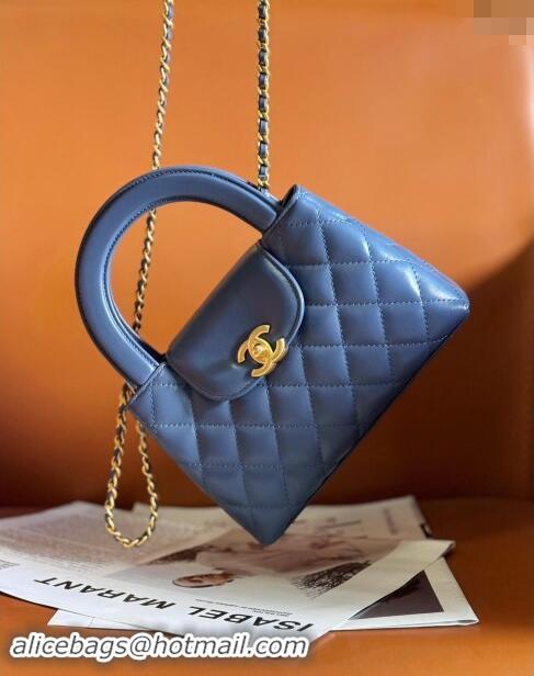 Good Taste Chanel Shiny Calfskin Mini Shopping Bag AS4416 Deep Blue 2024