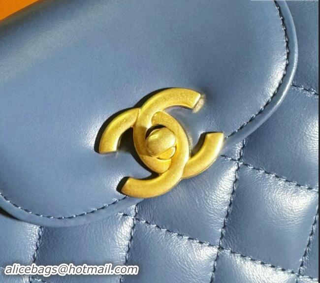 Good Taste Chanel Shiny Calfskin Mini Shopping Bag AS4416 Deep Blue 2024