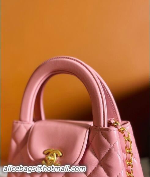 New Product Chanel Shiny Calfskin Mini Shopping Bag AS4416 Light Pink 2024