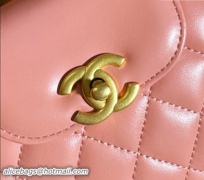 New Product Chanel Shiny Calfskin Mini Shopping Bag AS4416 Light Pink 2024