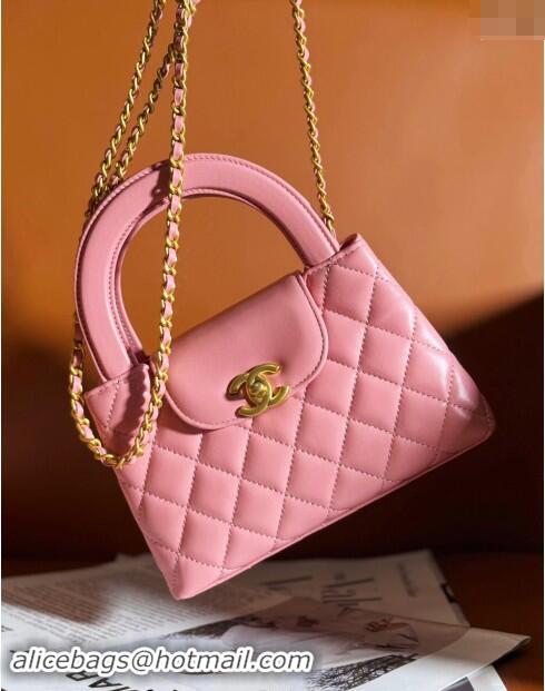 New Product Chanel Shiny Calfskin Mini Shopping Bag AS4416 Light Pink 2024