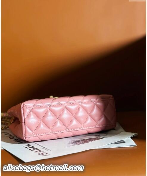 New Product Chanel Shiny Calfskin Mini Shopping Bag AS4416 Light Pink 2024